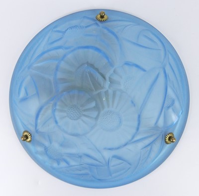 Lot 67 - A French Art Deco blue tinted and frosted...