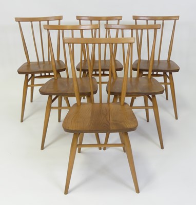 Lot 1357 - A set of six 1960s Ercol blond elm model 391...