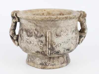 Lot 1420 - A Chinese calcite stone ritual food vessel /...