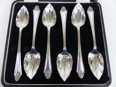 Lot 92 - A cased set of six late Art Deco silver...