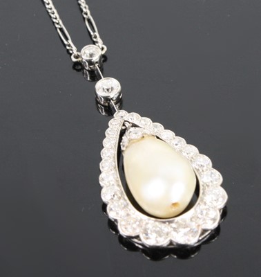 Lot 1261 - A white metal articulated pearl and diamond...