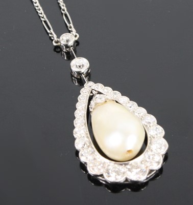 Lot 2715 - A white metal articulated pearl and diamond...