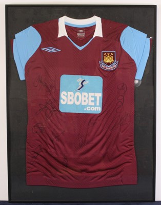 Lot 847 - A West Ham replica first team shirt signed by...