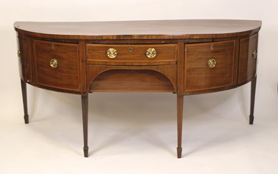 Lot 1572 - A George III mahogany and inlaid demi-lune...