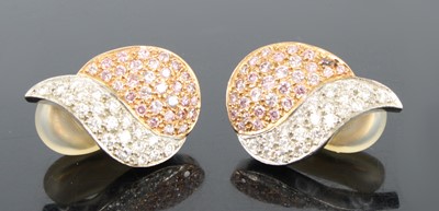 Lot 1296 - A pair of Boodles 18ct white and rose gold,...