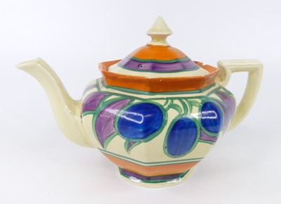 Lot 22 - A circa 1930 Clarice Cliff pottery teapot and...