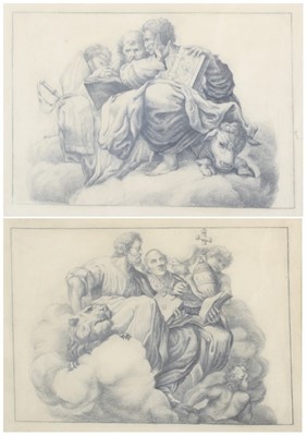 Lot 1499 - Circa 1800 school - Pair; The evangelists St...