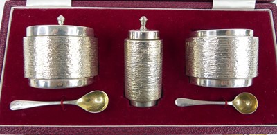 Lot 97 - A 1970s silver three-piece cruet set by Mappin...