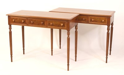 Lot 1541 - A pair of walnut and figured walnut side...