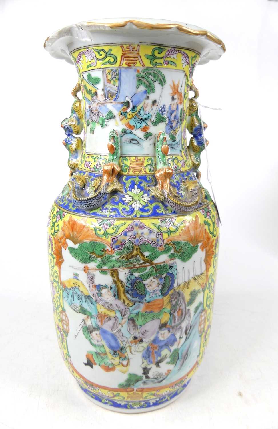 Lot 1 - A Chinese Canton porcelain vase, enamel...