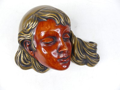 Lot 33 - A German pottery wall mask, w.23cm