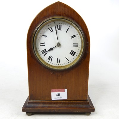 Lot 40 - An Edwardian mahogany lancet mantel clock, the...