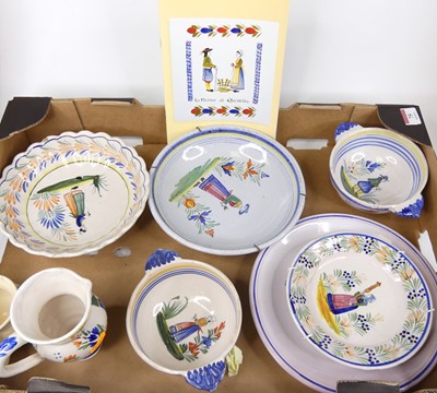 Lot 75 - A collection of Quimper faience pottery, to...