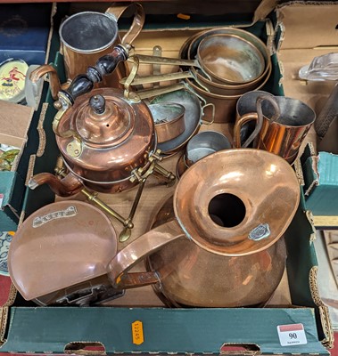 Lot 90 - A collection of metalware, to include copper...