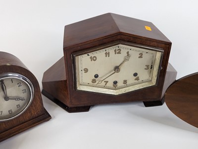 Lot 100 - An Art Deco walnut cased mantel clock of...