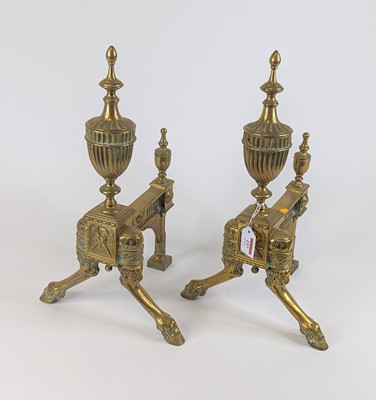 Lot 137 - A pair of brass andirons in the neo-classical...
