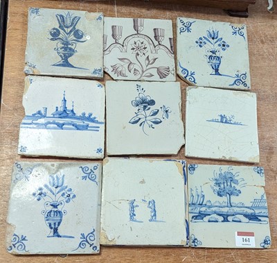 Lot 161 - Ten 18th century and later Delft tiles (a/f)