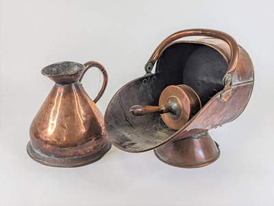Lot 173 - A 19th century copper gallon jug, together...
