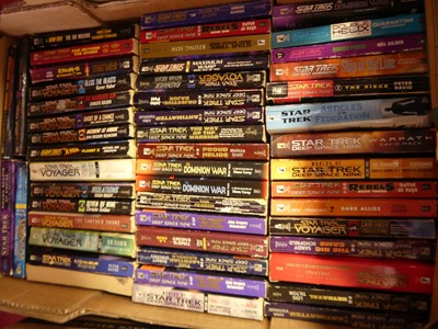 Lot 190 - Four boxes of mainly sci-fi related novels, to...