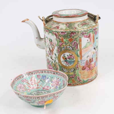 Lot 243 - A 19th century Chinese Canton porcelain teapot,...