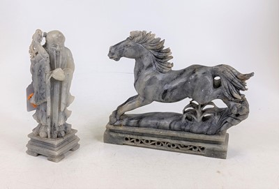 Lot 232 - Two Chinese soapstone carvings, one of a...