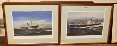 Lot 1054 - RG LLoyd - a set of 6 studies of steam ships,...