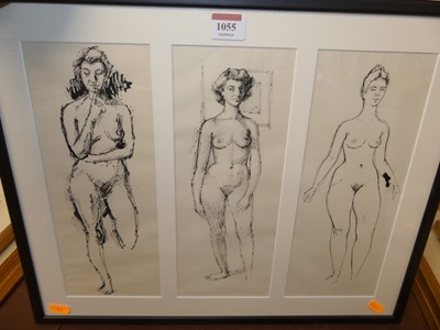 Lot 1055 - Contemporary school - a triptych of female...