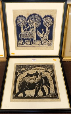 Lot 1060 - Sarah Young (b.1947) - Pair; Elephant and...