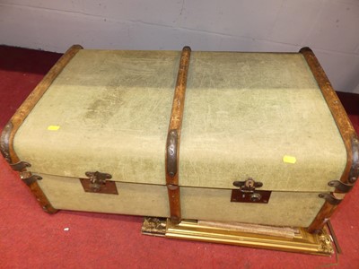 Lot 1082 - A canvas bound trunk; together with a made-up...