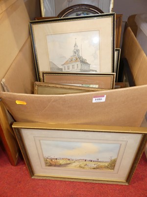 Lot 1086 - A box of assorted pictures and prints,...