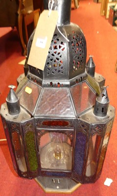 Lot 1088 - A painted metal lantern, of square section...