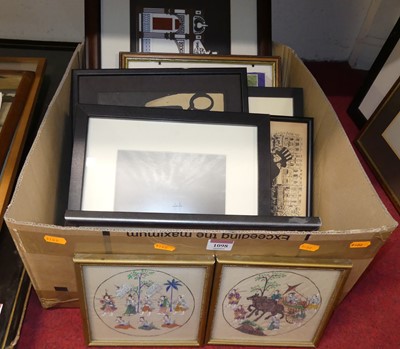 Lot 1098 - A box of assorted pictures and prints,...