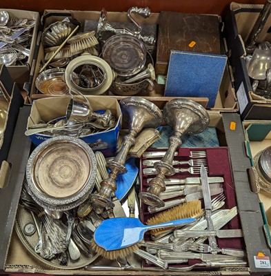 Lot 281 - Two boxes of silver plated items, to include...