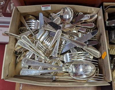 Lot 283 - A collection of silver plated flatware, mostly...