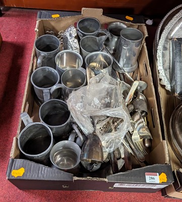 Lot 286 - A collection of metalware, to include pewter...