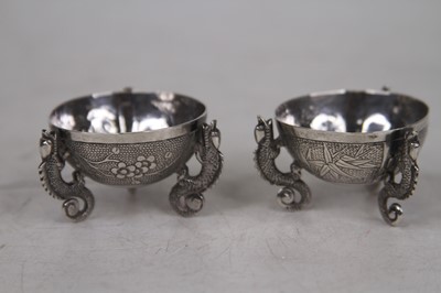 Lot 301 - A pair of Chinese export silver open salts, of...