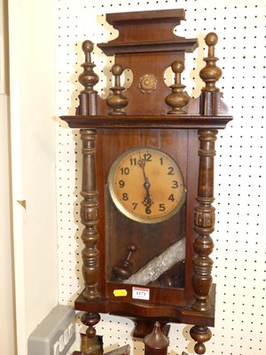 Lot 1171 - An early 20th century beech drop trunk wall clock