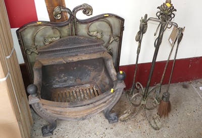 Lot 1173 - Fireside wares to include; cast iron fire...