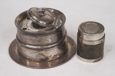 Lot 315 - A Victorian silver inkwell, of cylindrical...