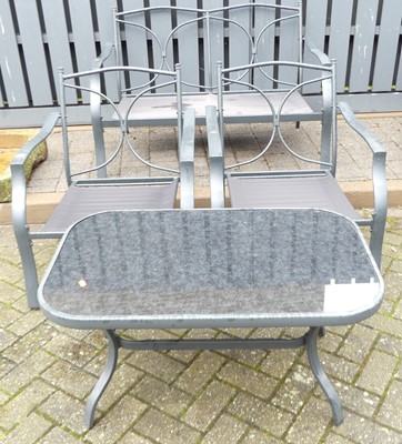 Lot 1198 - A contemporary anodised metal patio suite,...