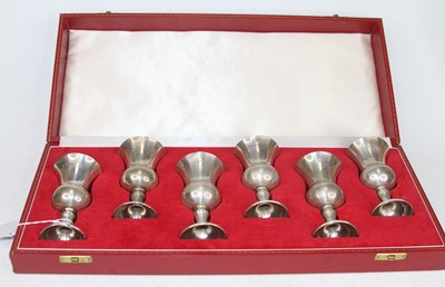 Lot 320 - A set of six Elizabeth II silver goblets, of...