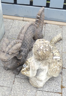 Lot 1201 - A moulded concrete mermaid water feature,...