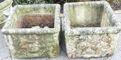 Lot 1202 - A pair of moulded concrete square section...