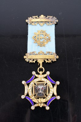 Lot 329 - A silver gilt enamel and paste set Masonic...