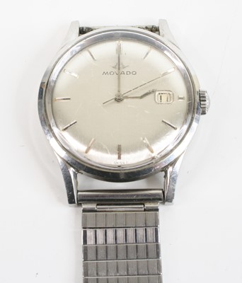 Lot 345 - A gent's Movado steel cased automatic...