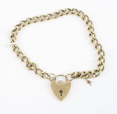 Lot 362 - A 9ct gold belcher link bracelet, with heart...