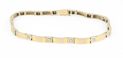 Lot 365 - A 9ct gold sectional link bracelet, each link...