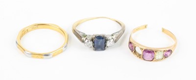 Lot 368 - A yellow metal, blue and white sapphire set...