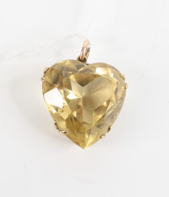 Lot 384c - A 9ct gold mounted smoky quartz heart shaped...