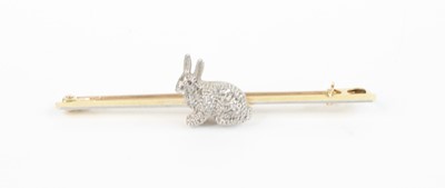 Lot 384d - A 15ct gold and platinum bar brooch,...